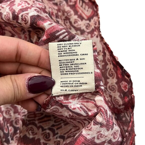 Chufy Nile Tales Floral Peasant Blouse‎ Red S Balloon Sleeve Boho Cottagecore - Picture 10 of 13